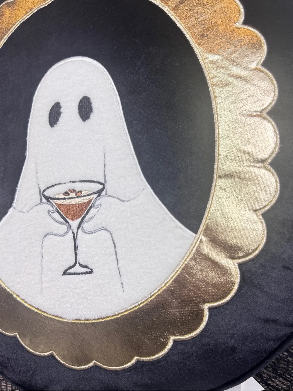 NEW Brewtifully Spooky Ghost Espresso Martini Picture Frame Halloween Pillow